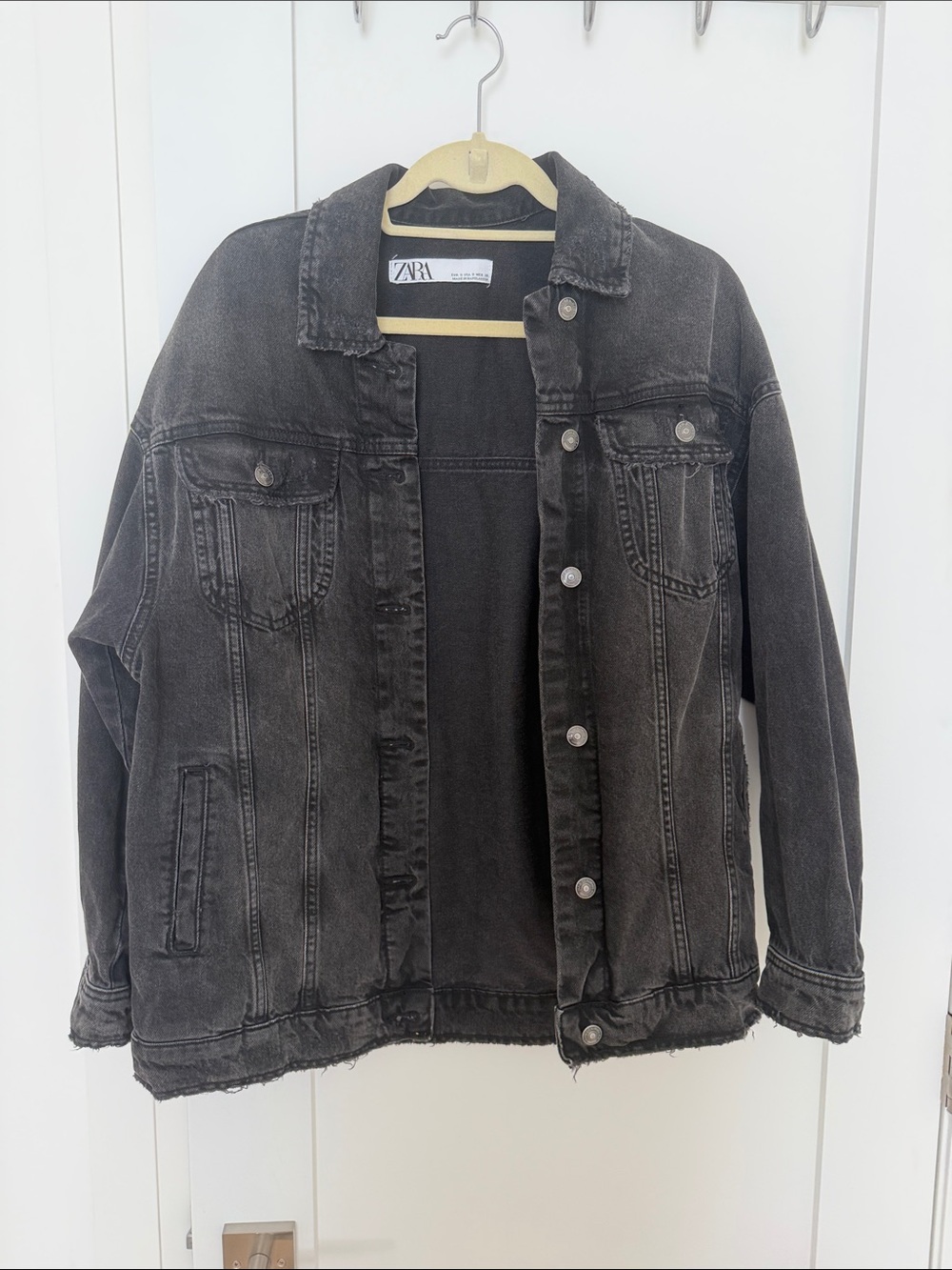 Zara Black Washed Denim Jacket